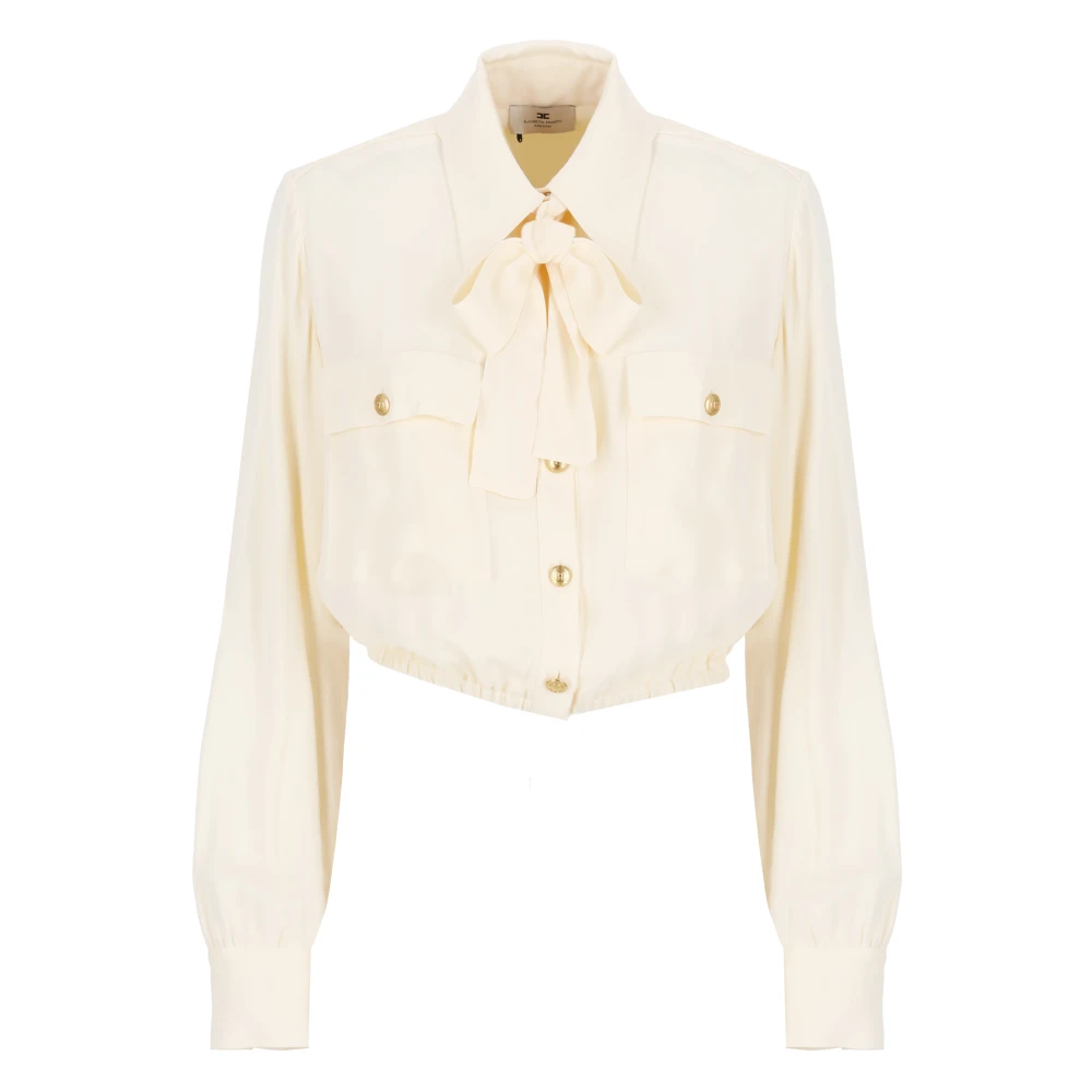 Elisabetta Franchi Natuurlijke Viscose Cropshirt met Sjaal Beige Dames