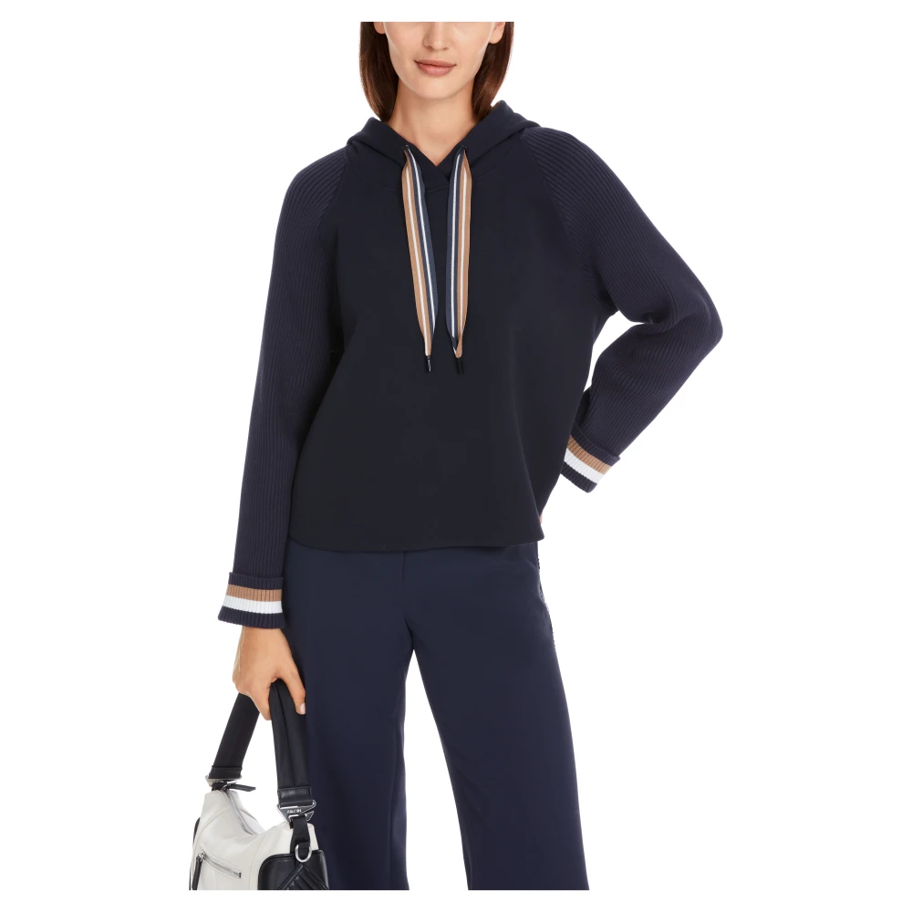 Marc Cain Elegant A-Line Hooded Sweatshirt Blue Dames