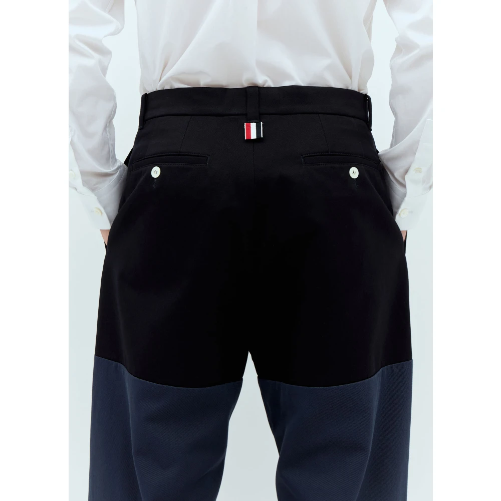 Thom Browne Katoenen Gabardine Combo Broek Blue Heren