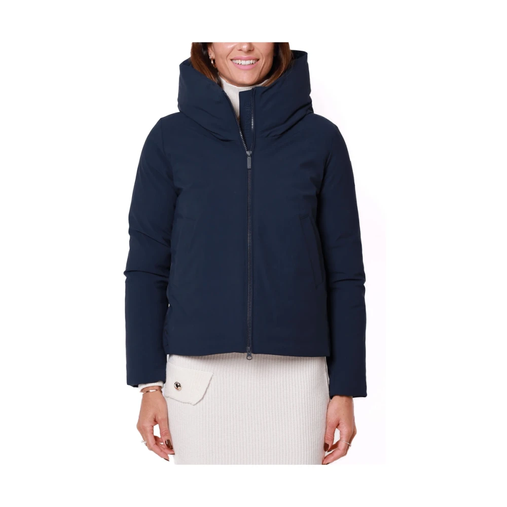 BomBoogie Korte Blauwe Winterjas met Omslagkraag Blue Dames