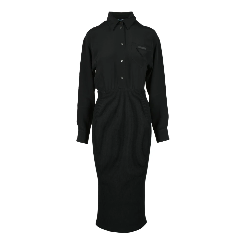 Prada Damesjurk van Wol en Viscose Black Dames