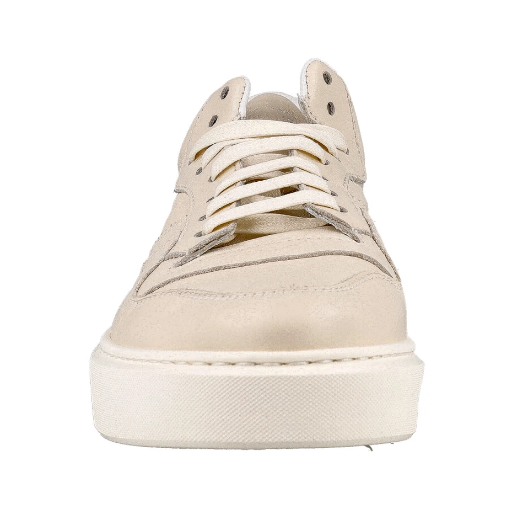 Doucal's Minimalistische Leren Hoge Sneakers Beige Heren