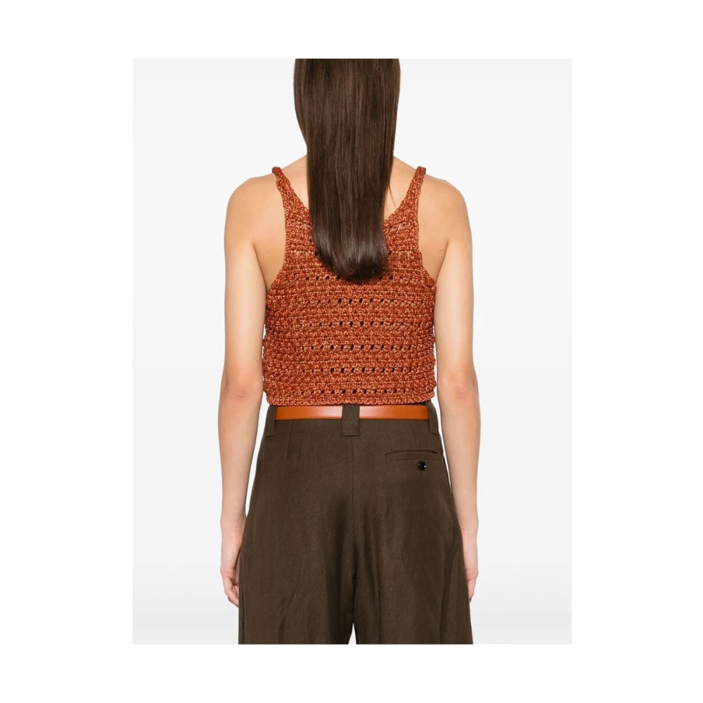 Alanui Roestbruine Mouwloze Top met Scoop Neck Brown Dames