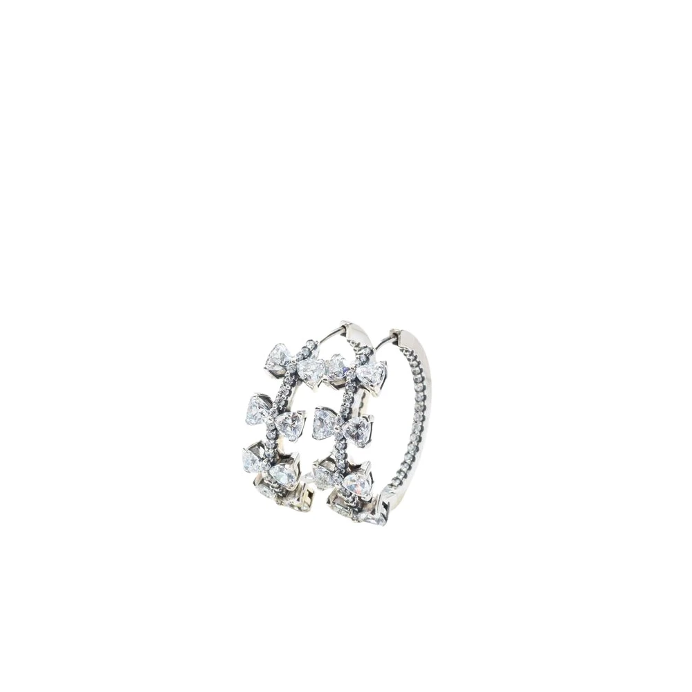 Pandora Women's Clear Sparkling Bow Row Hoop Earrings - Sterling Silver / Cubic Zirconia - Image 2