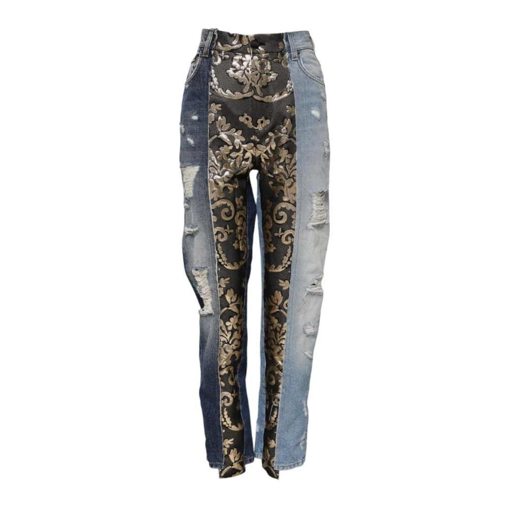 Dolce & Gabbana Women's Multicolor Patchwork Tapered Denim Jeans
