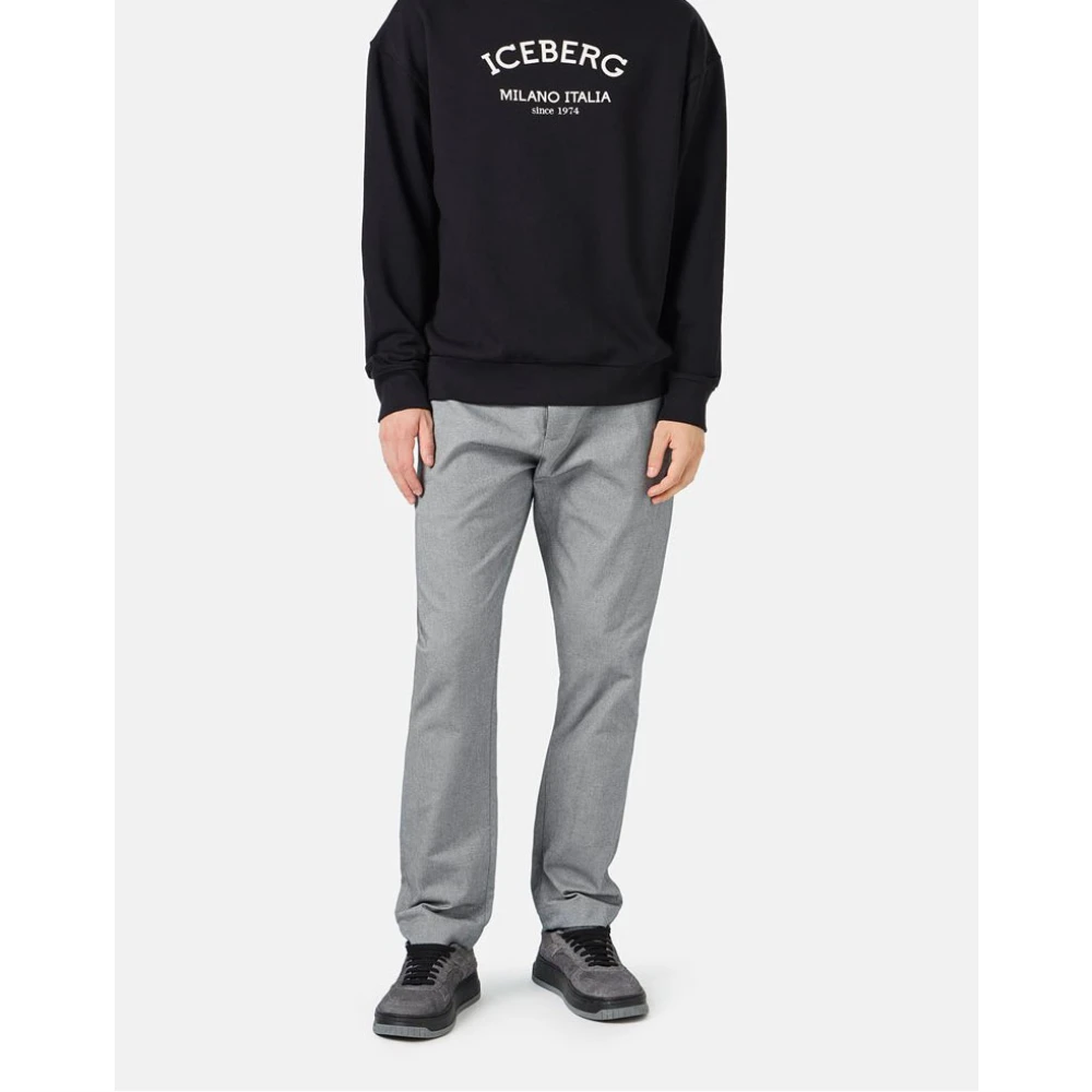 Iceberg Sweatshirt met ronde hals en logo Black Heren