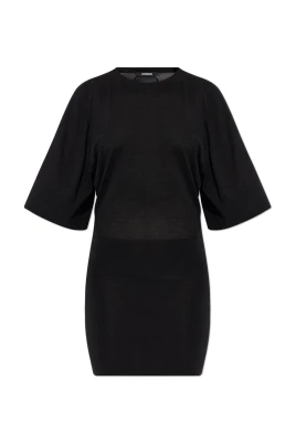 Wool Dress With Embroidered Logo