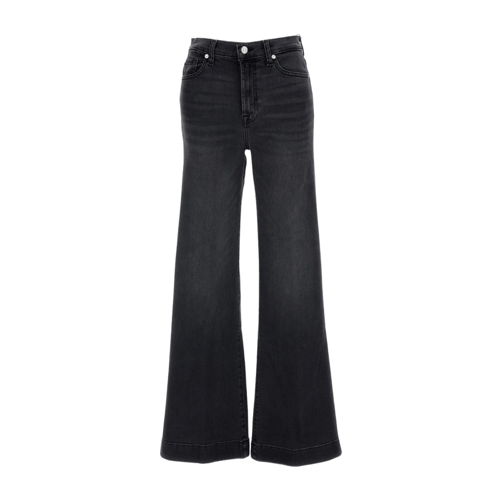 7 For All Mankind Black Wide Jeans, Female, W24, Wide Jeans