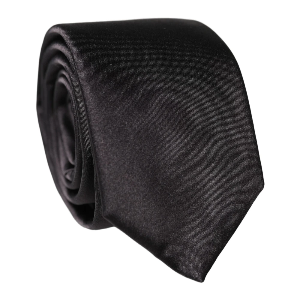 Dolce & Gabbana Men's Black Ties, One Size, Silk Satin Wide Adjustable Necktie