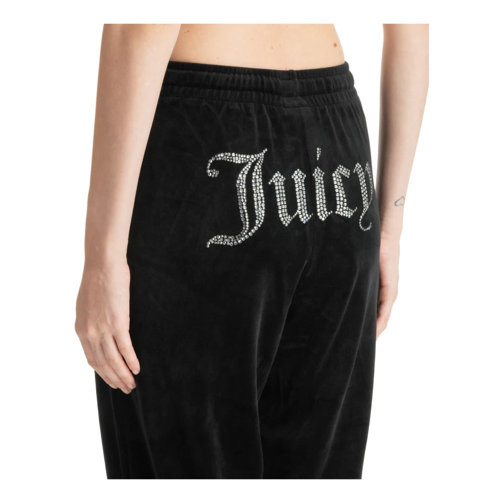 Juicy Couture Middelhoge taille Trekkoord Sweatpants met Swarovski Black Dames