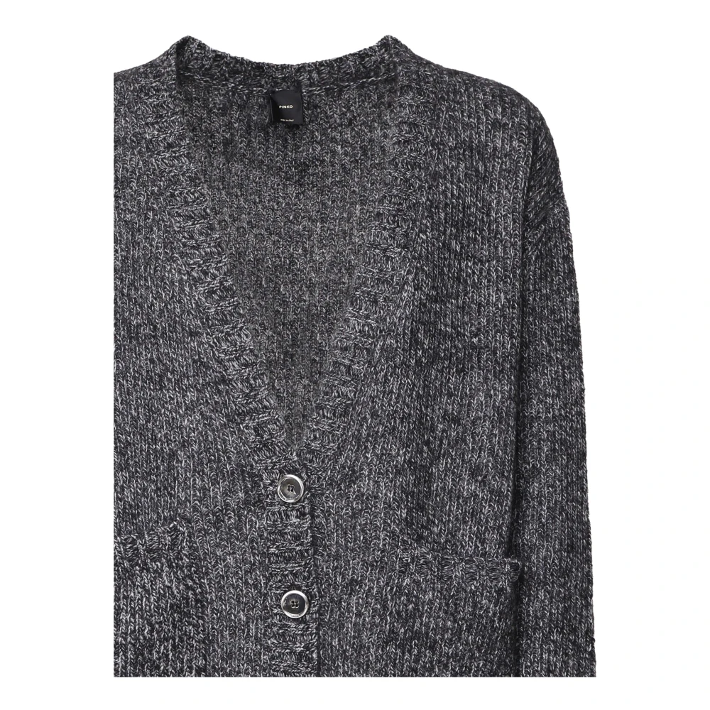 pinko Grijze Wol Vest V-Hals Knoopsluiting Gray Dames