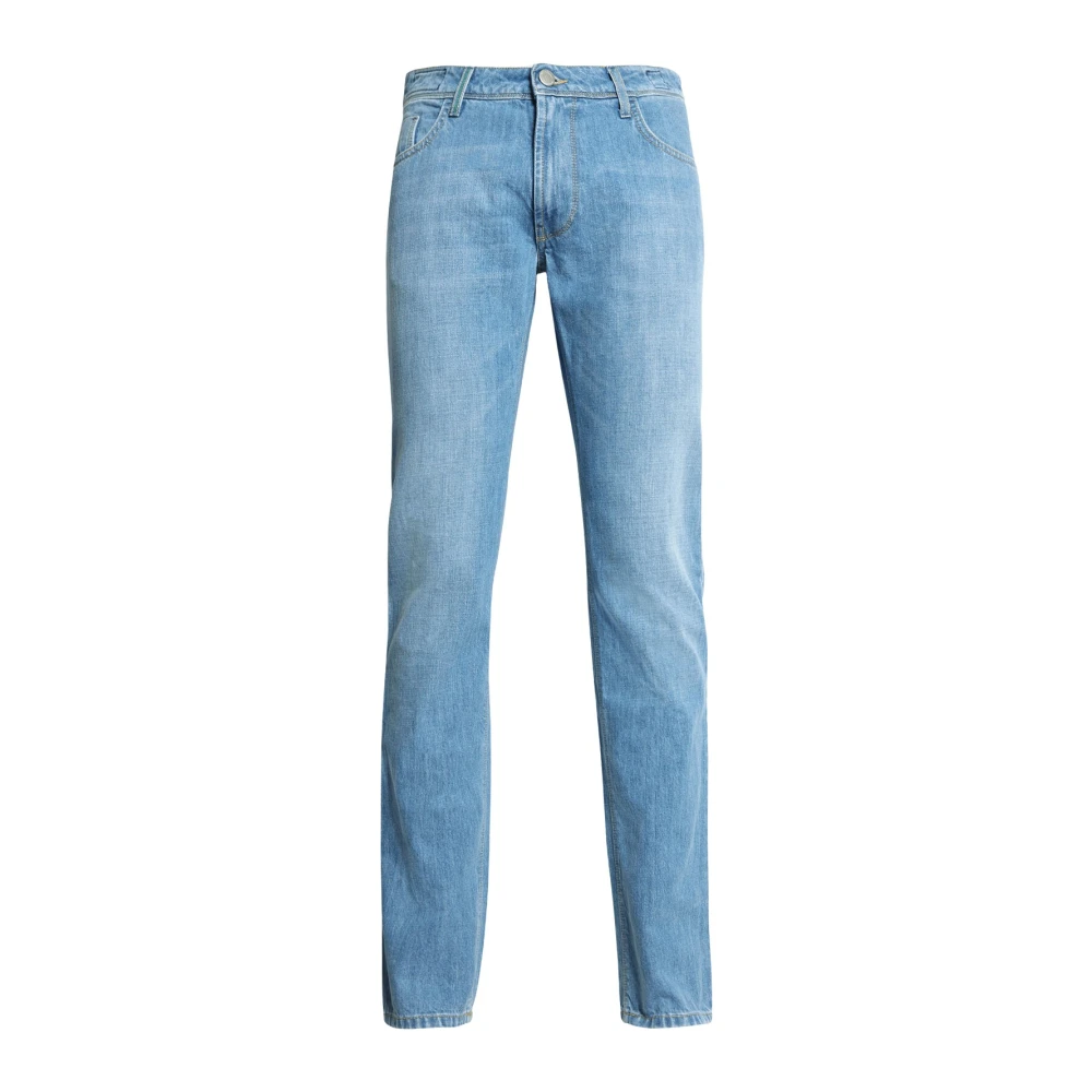 Boggi Milano Uomo Blu Jeans Slim-Fit In Cotone Chiaro
