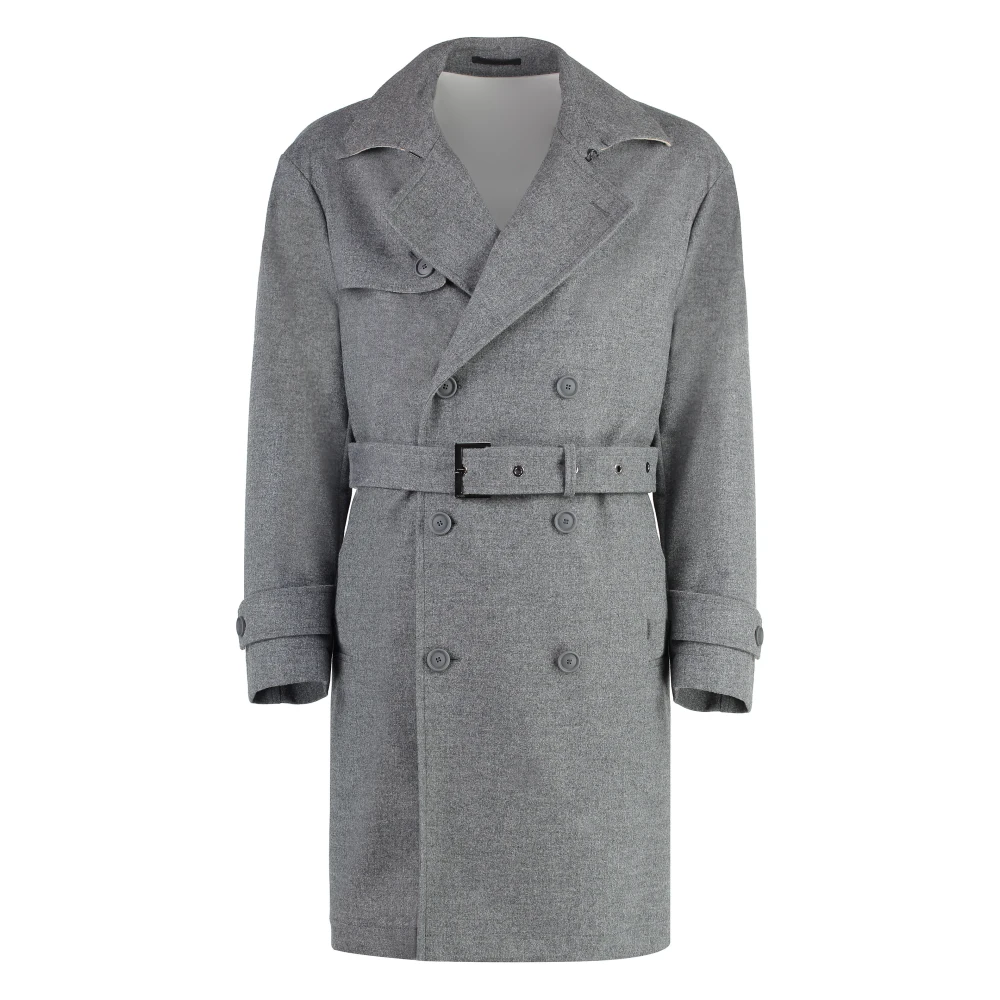 Hugo Boss Klassieke Flanellen Trenchcoat Gray Heren