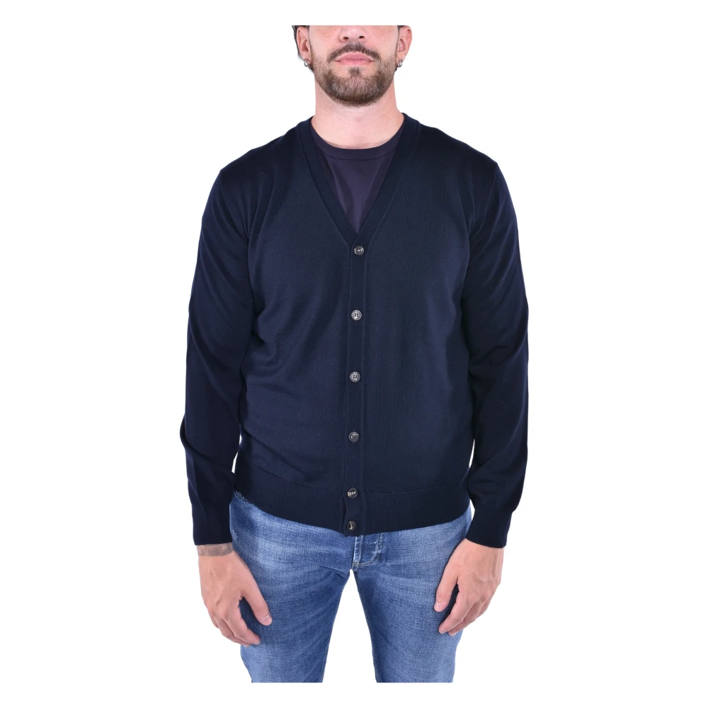 Kangra Wollen Vest Knoopsluiting Blue Heren