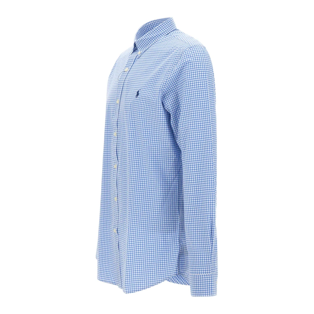 Polo Ralph Lauren Geruite Stretch Katoenen Overhemd Blauw Blue Heren