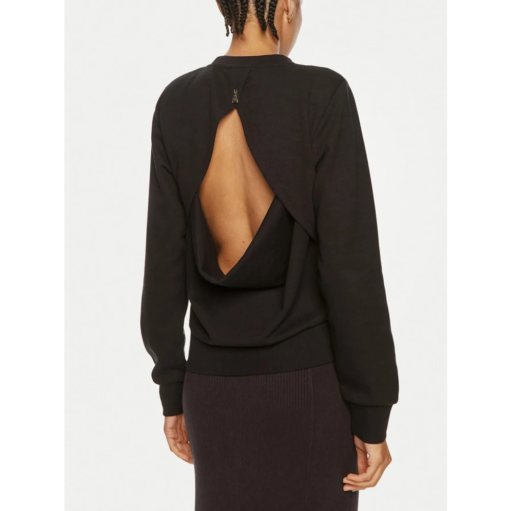 PATRIZIA PEPE Zwarte Trendy Katoenen Sweatshirt met Cut-Out Detail Black Dames