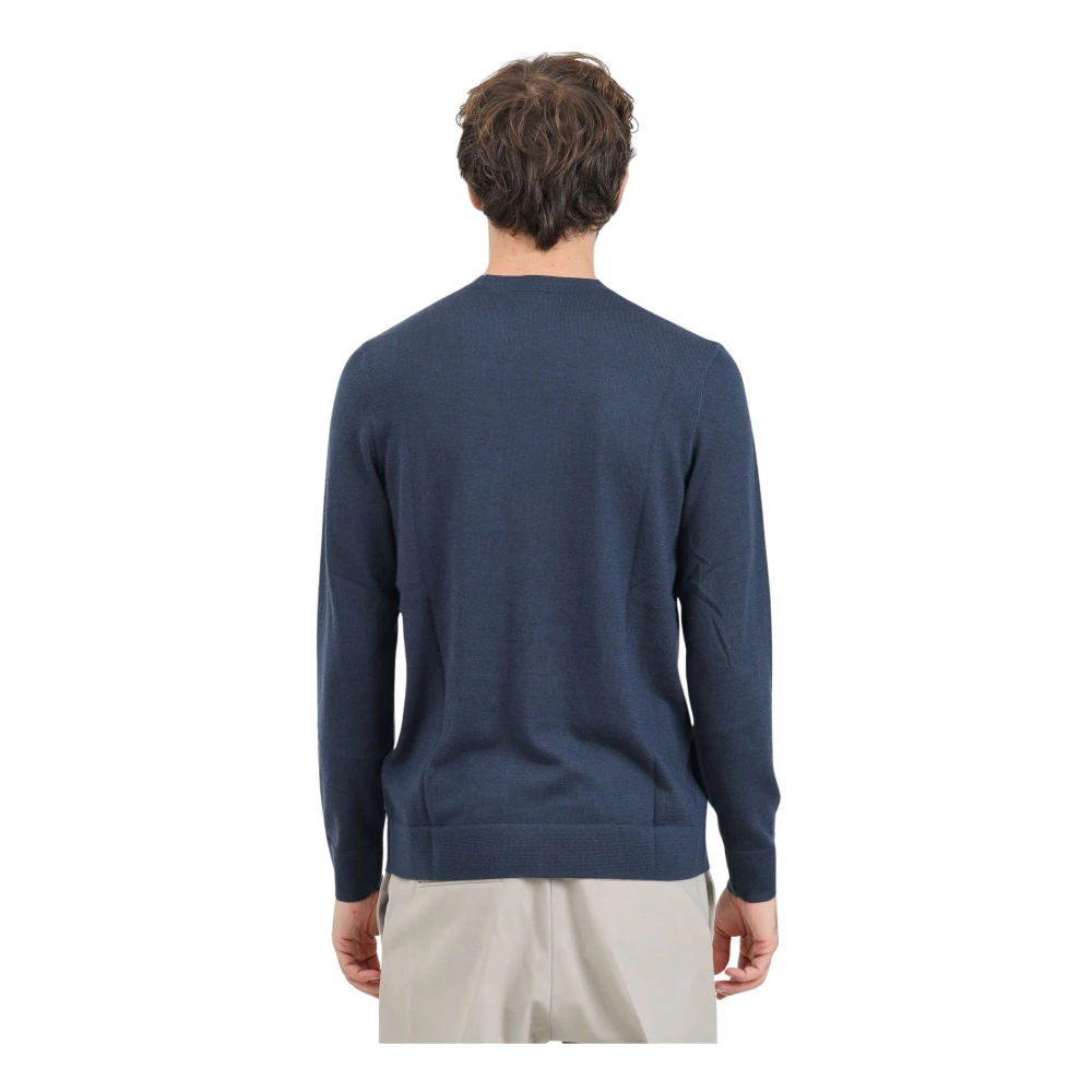 Lyle & Scott Blauwe ronde hals merinowol trui Blue Heren