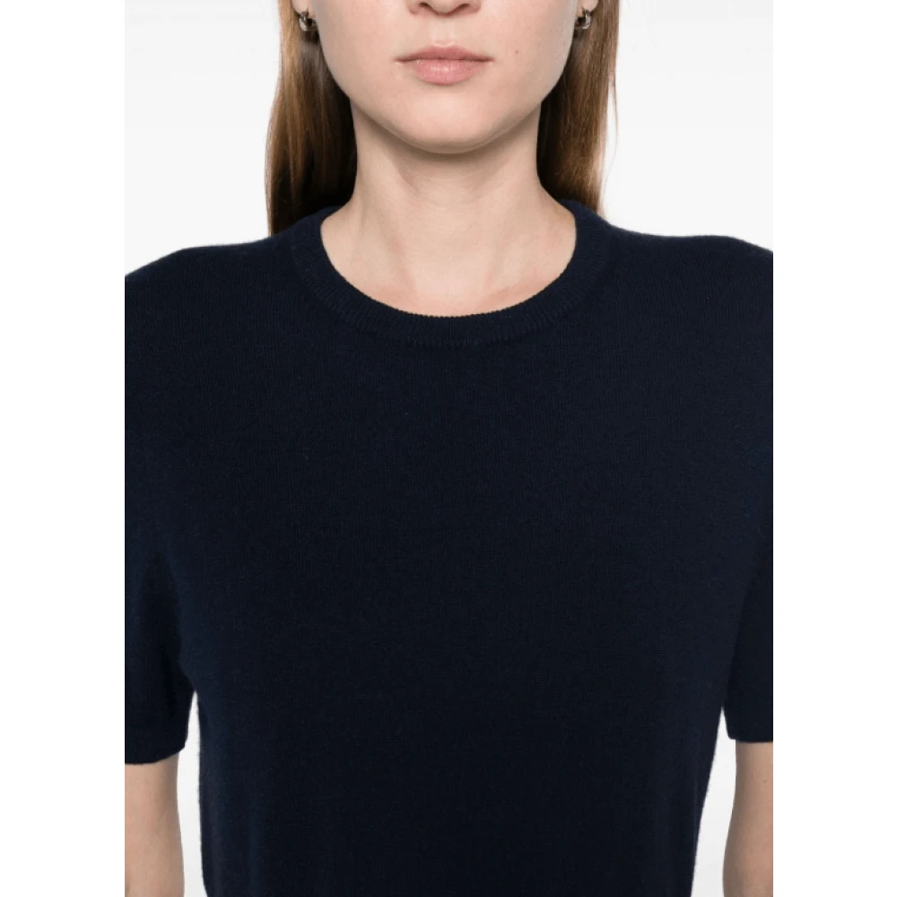 Khaite Navy Blue Cashmere Crew Neck Sweater Blue Dames