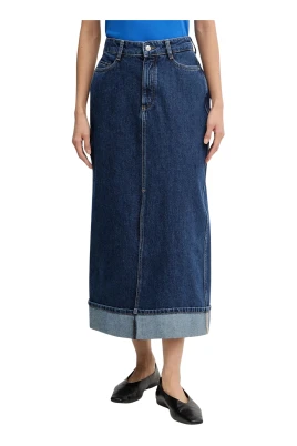 Maxikjol i denim, regular modell