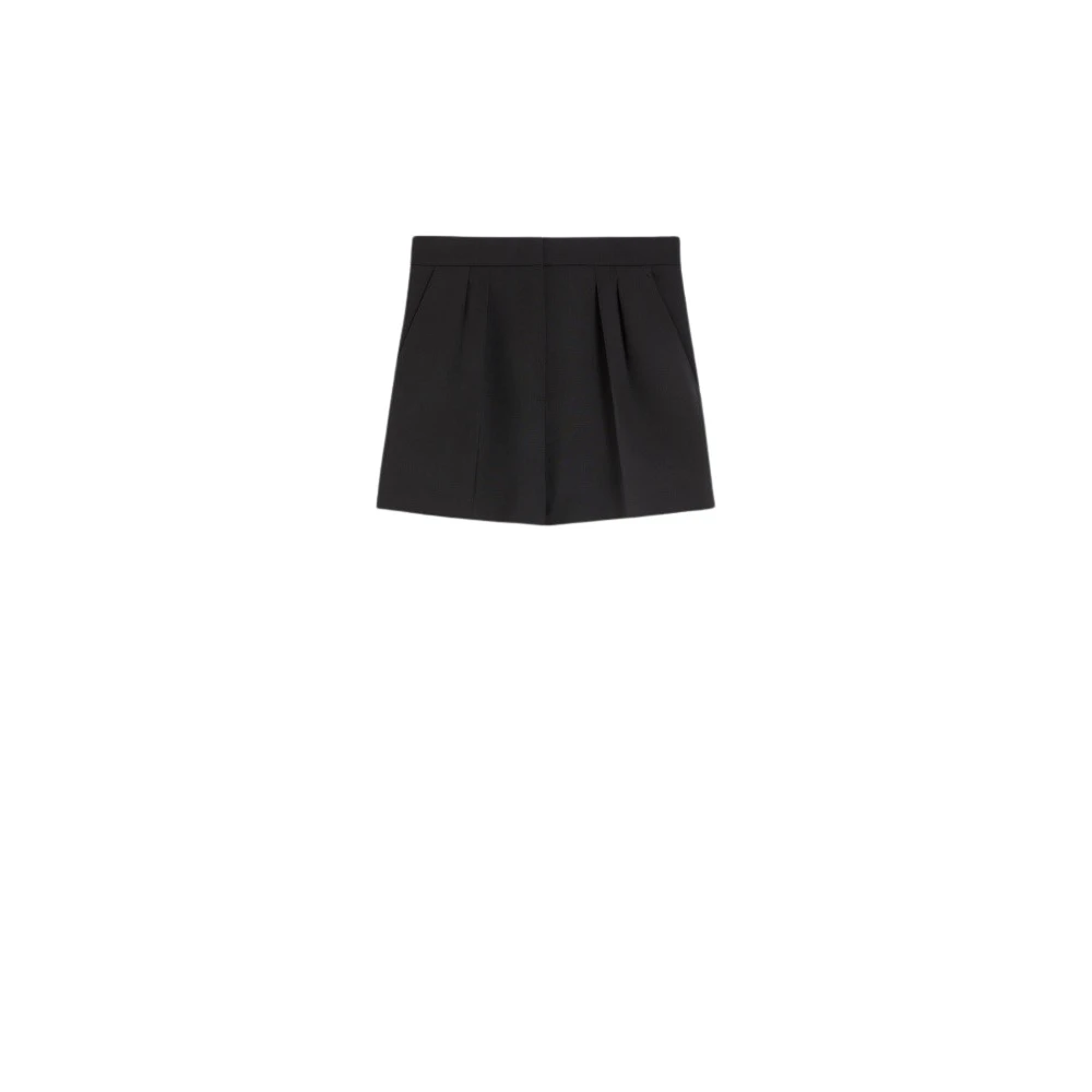 Max Mara Wollen Shorts met Hoge Taille Black Dames