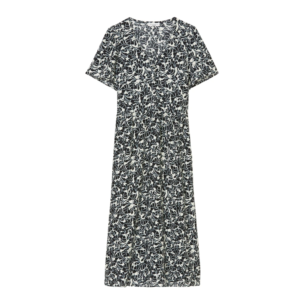 Marc O'Polo Jurk met elastische taille en uitlopende rok Black Dames