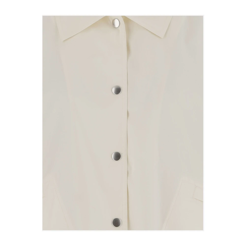 Jil Sander Logo Katoenen Jas met Trekkoordzoom White Dames