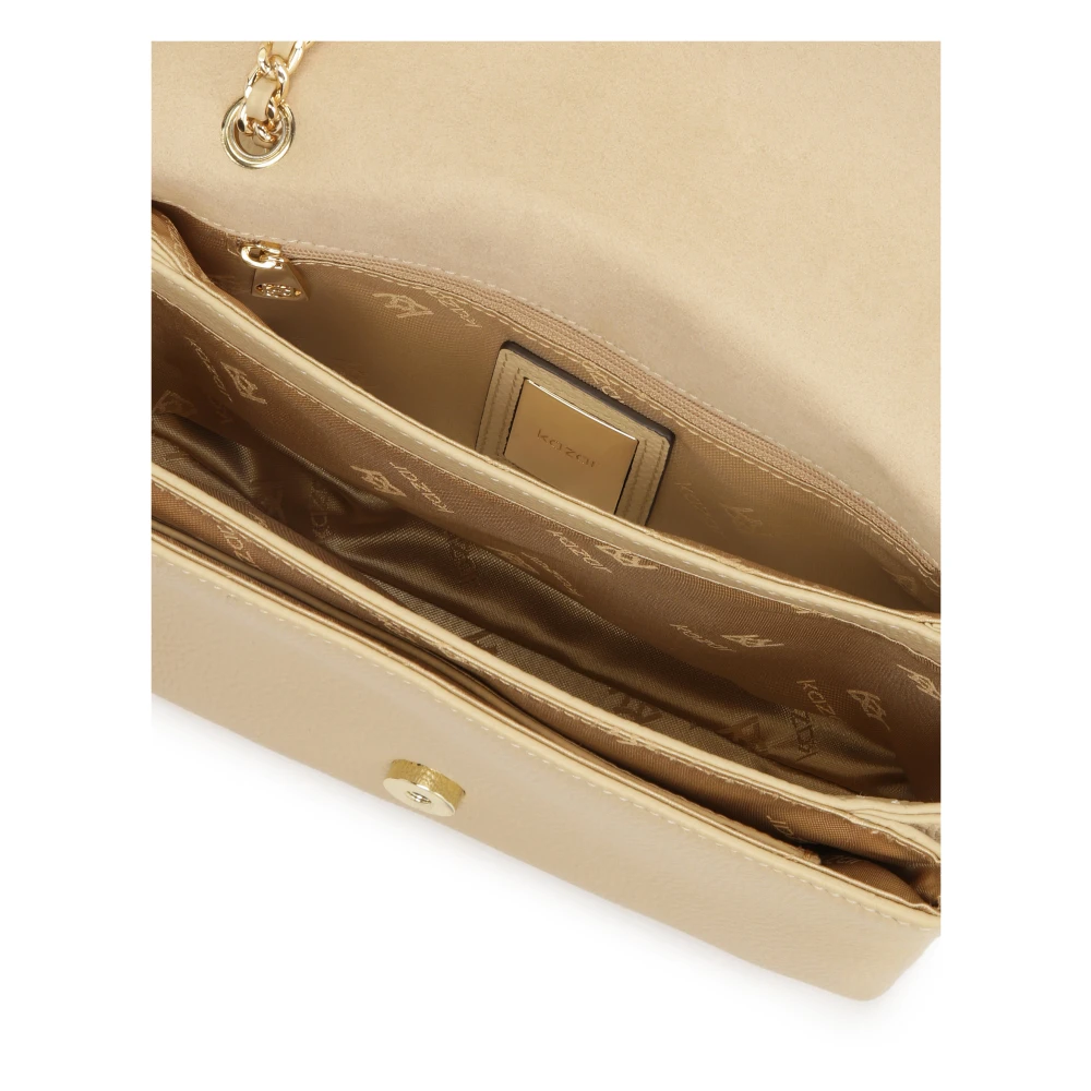 Kazar Beige schoudertas met leren inzet Beige Dames