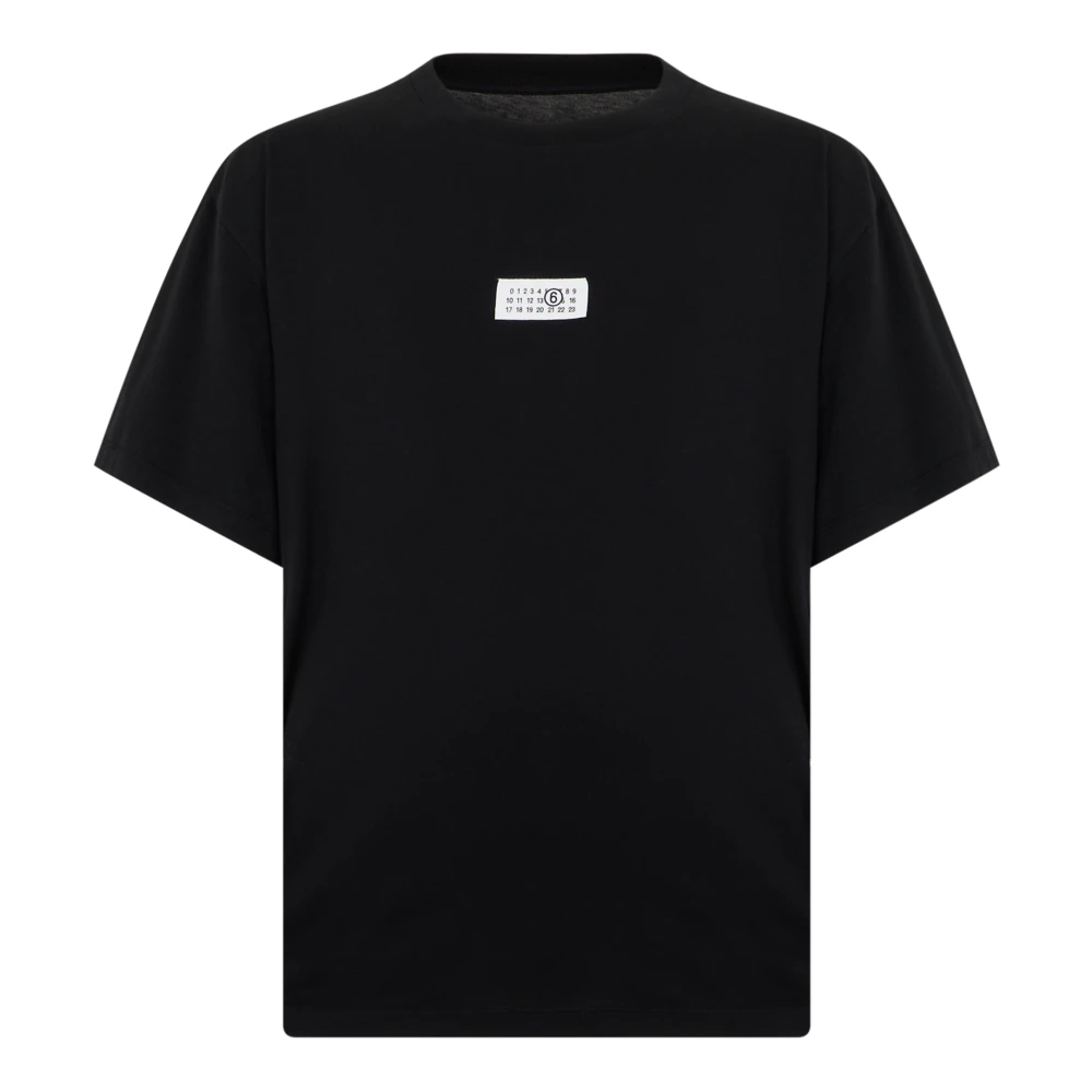 Mm6 Maison Margiela Black Logo-Appliqué T-Shirt - Male - T-Shirts - L - Tops