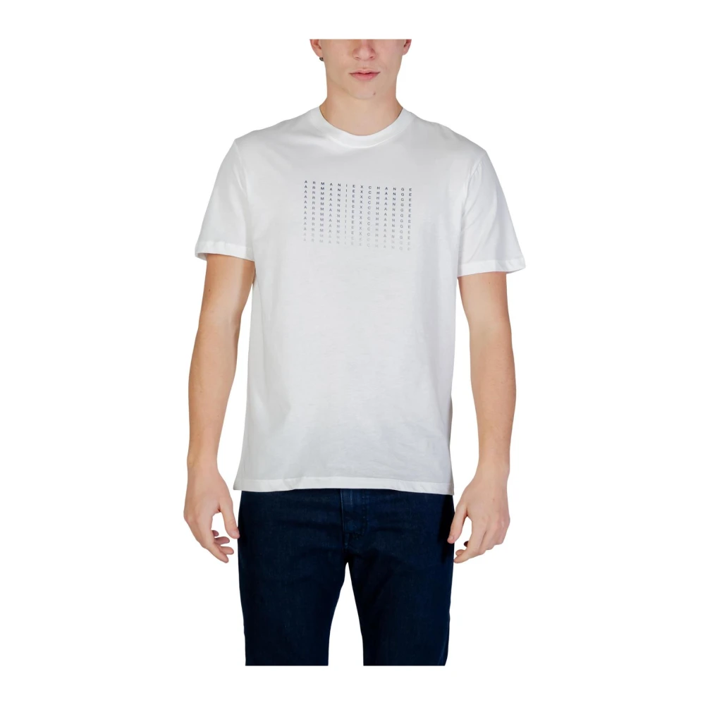 Armani Exchange Uomo Bianco T-Shirt In Cotone A Maniche Corte E Girocollo