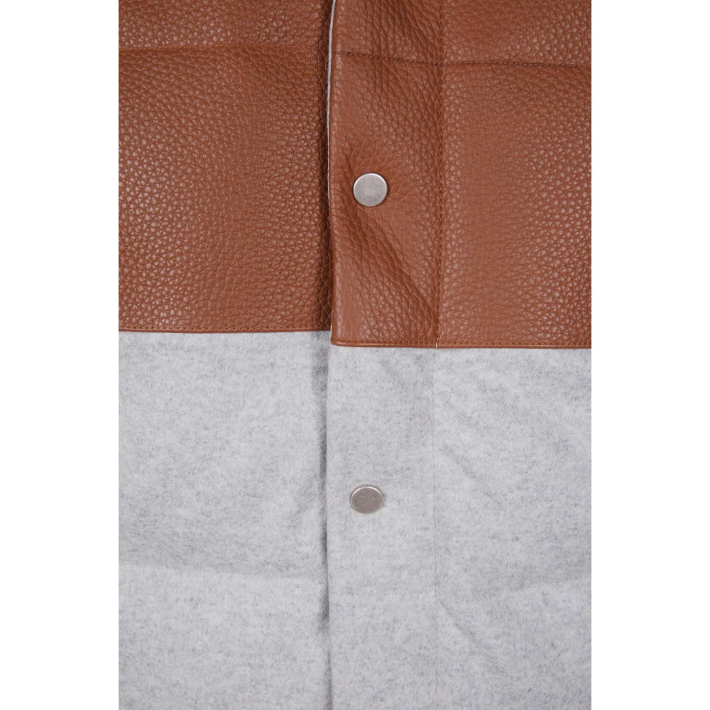 Eleventy Bi-Materiaal Wol en Leren Vest Multicolor Heren