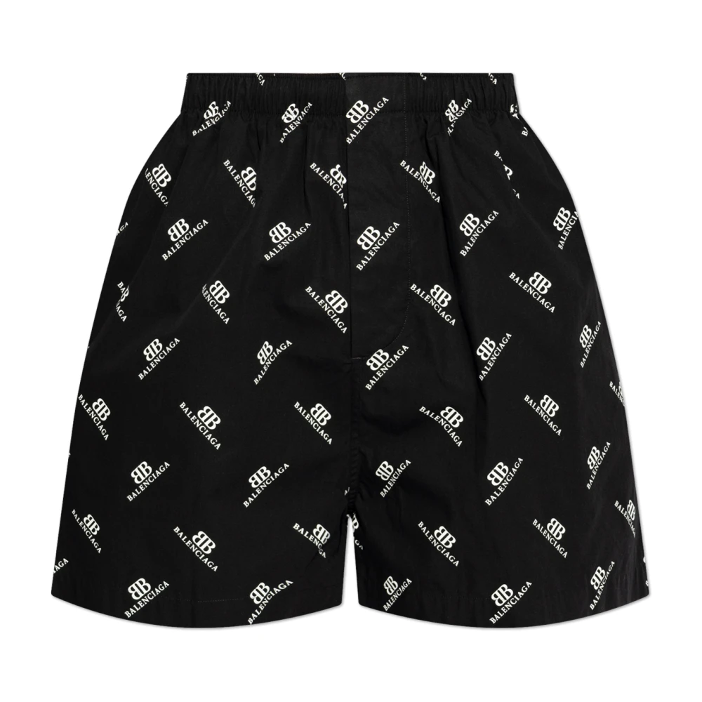 Balenciaga Shorts met bedrukt monogram Black Heren