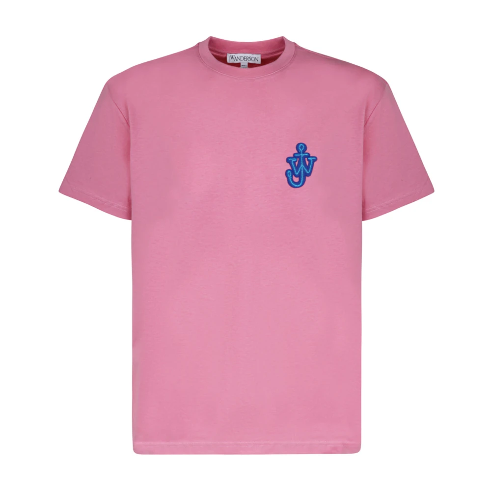 JW Anderson Roze Katoenen T-shirt met Anker Patch Pink Heren