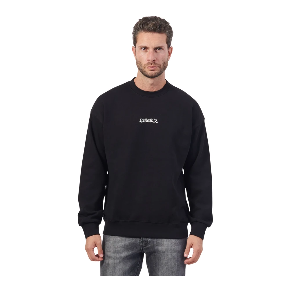 Disclaimer Zwarte Crewneck Lange Mouw Logo Sweatshirt Black Heren