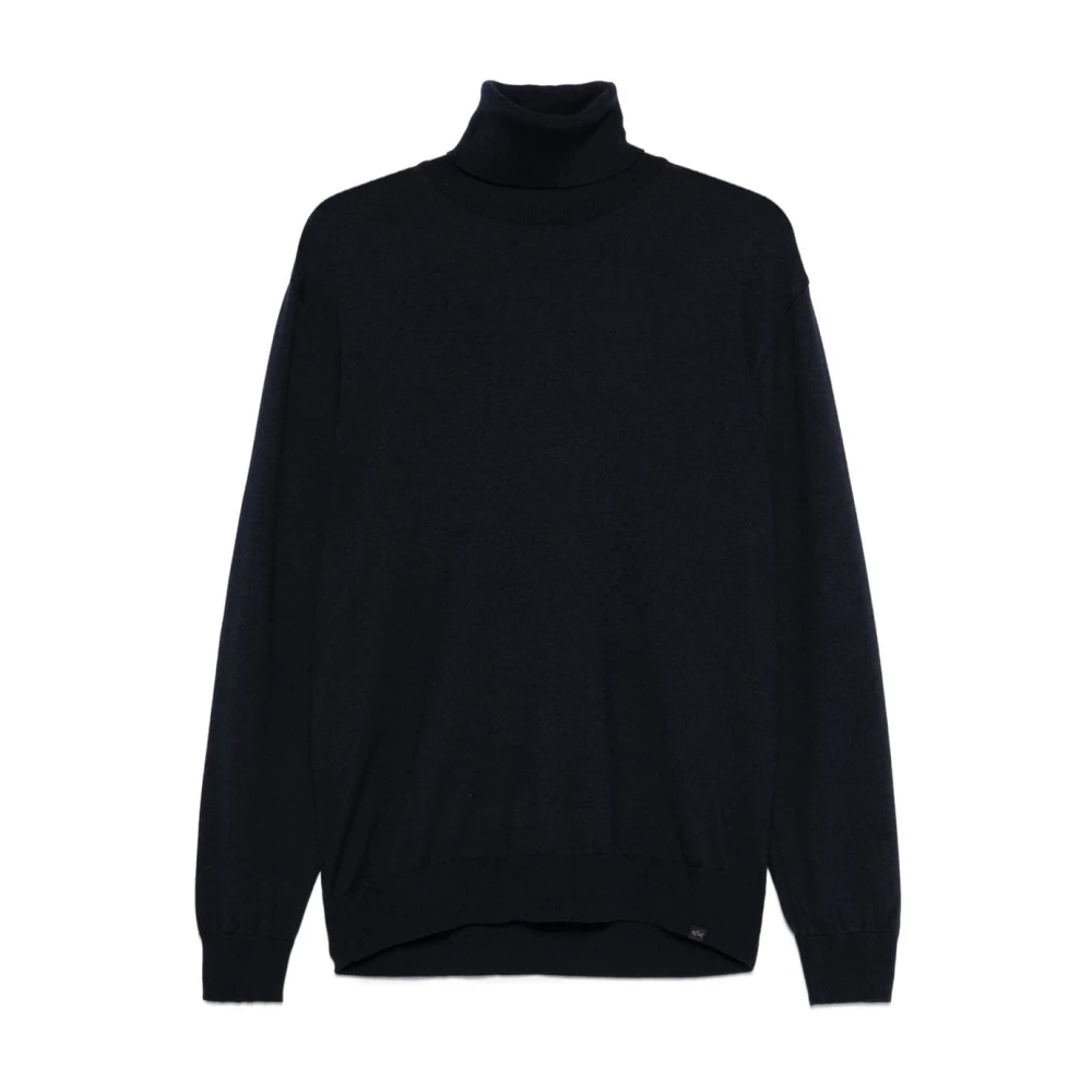 Paul & Shark Men's Blue Turtlenecks, 2XL, Silk Wool Turtleneck Jumper