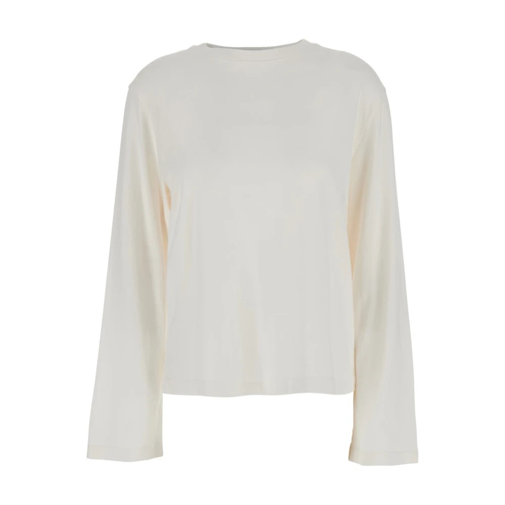 Agolde Witte Crewneck T-shirt met Dropped Schouders White Dames