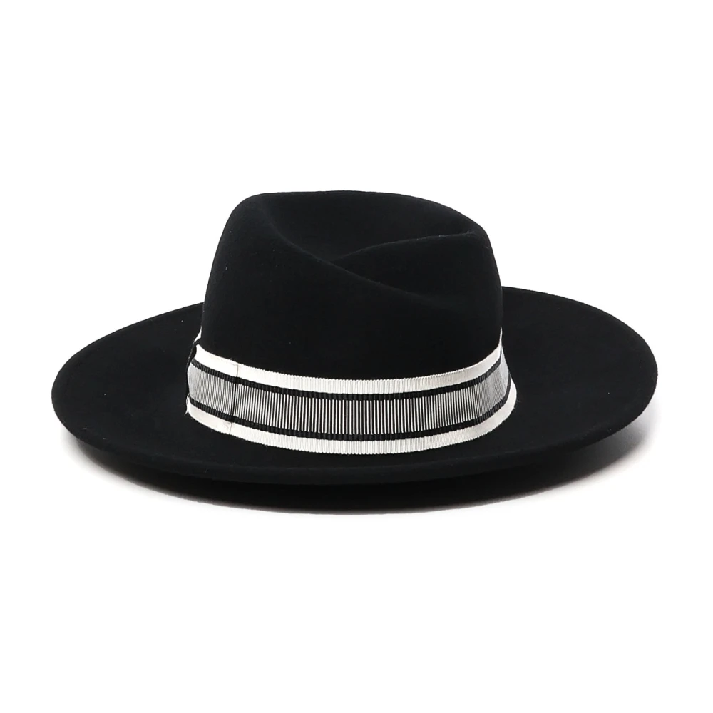 Borsalino Elegante Zwarte Vilten Hoed Italië Gemaakt Black Dames