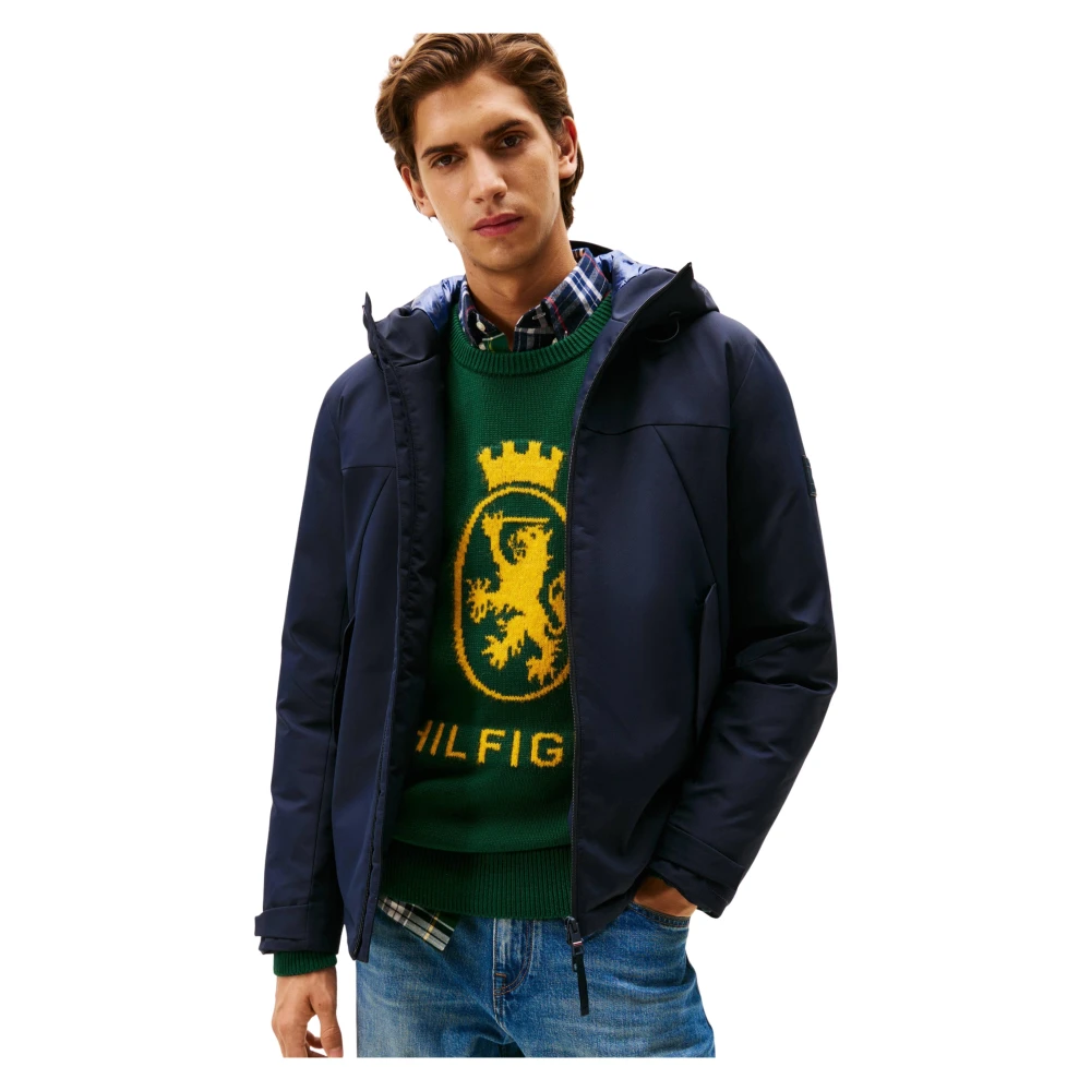 Tommy Hilfiger Men's Blue Light Jackets, Xl, Tech Hooded Short Padded Jacket