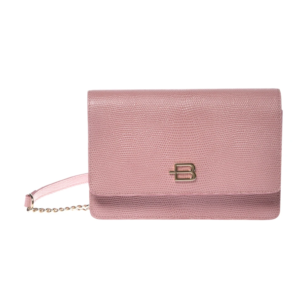 Baldinini Women's Pink Wallets & Cardholders, One Size, Lizard Print Wallet With Chain