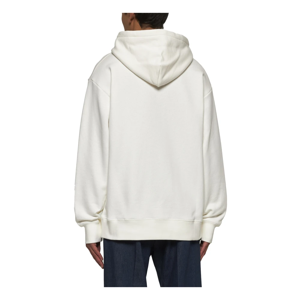 Valentino Witte Sweater met Capuchon en Print Beige Heren