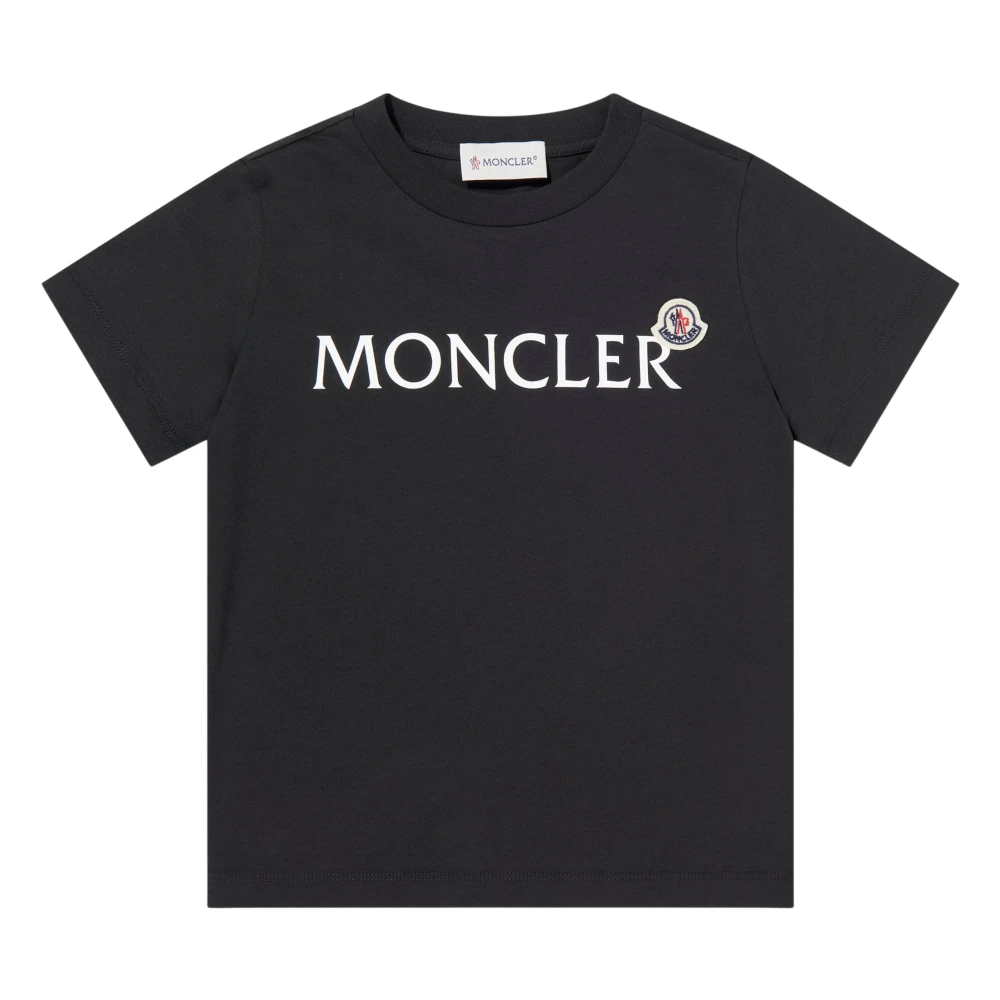 Moncler Black Kids Short Sleeve T-Shirts, Male, 6 Y, Cotton Logo T-Shirt