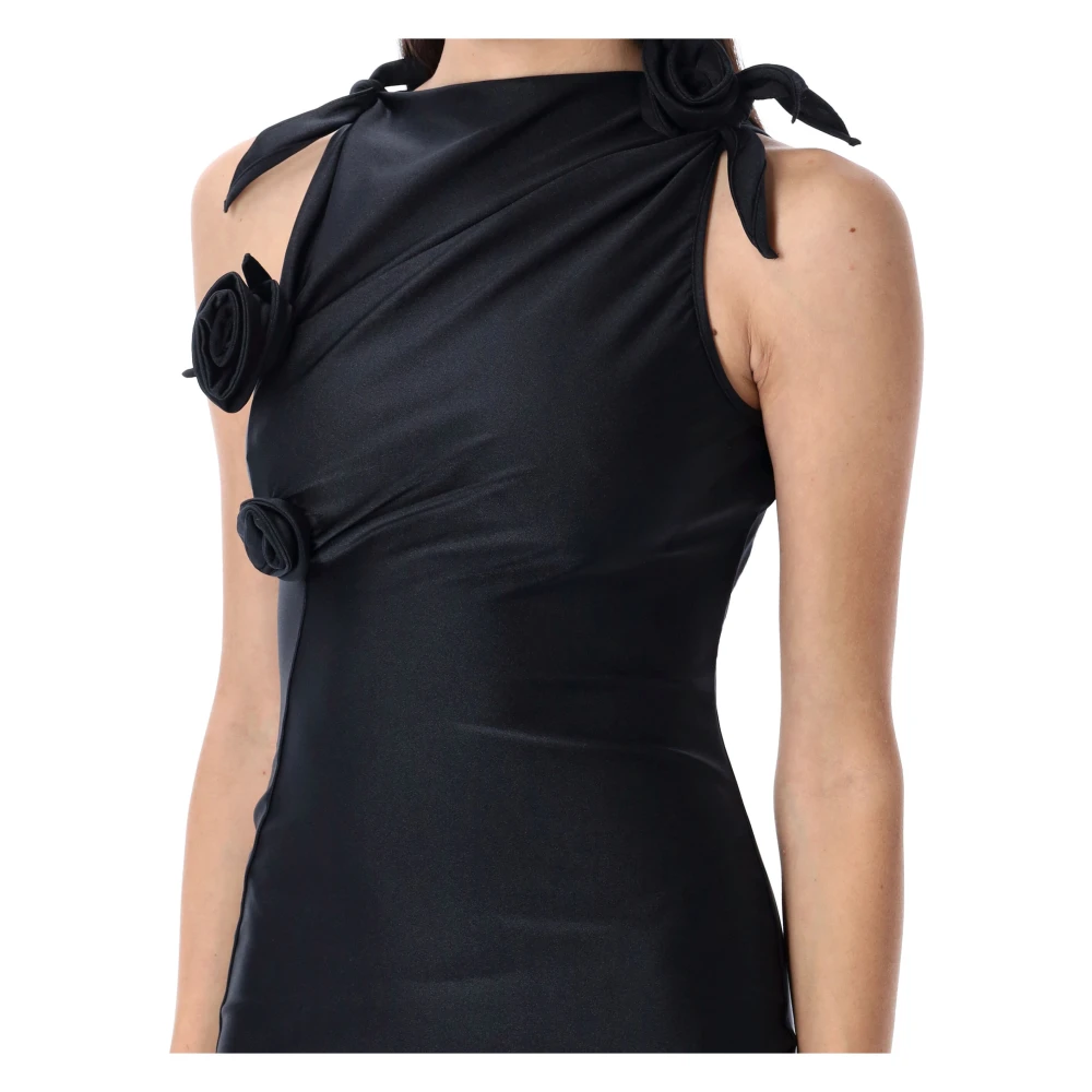 Coperni Bloemige Asymmetrische Jurk Black Dames