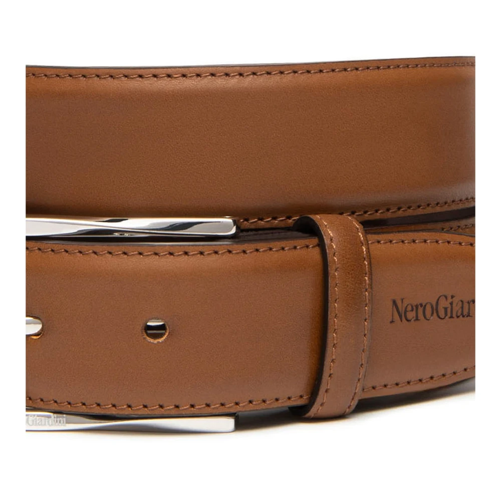 Nerogiardini Elegante Leren Riem voor Mannen Brown Heren