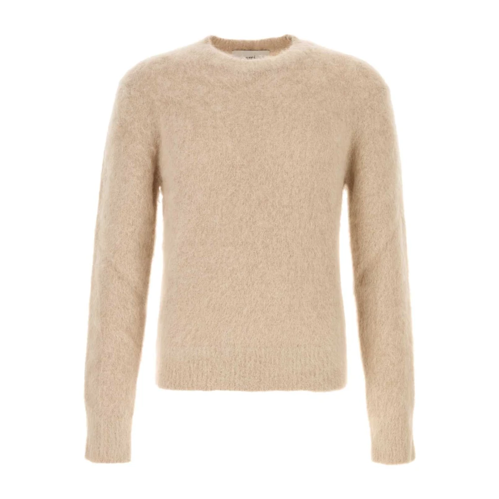 Ami Paris Mohair Blend Cappuccino Sweater Beige Heren