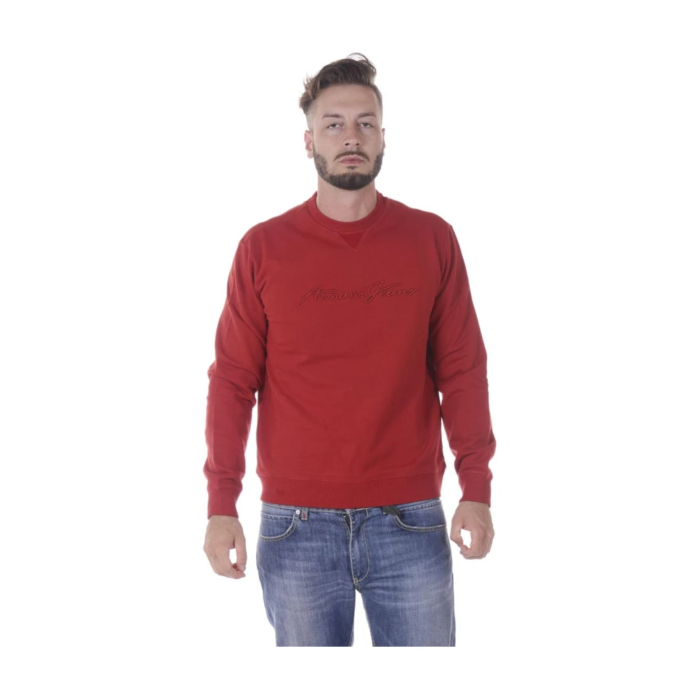 Armani Jeans Red Sweatshirts, Male, L, Hooded Sweatshirt