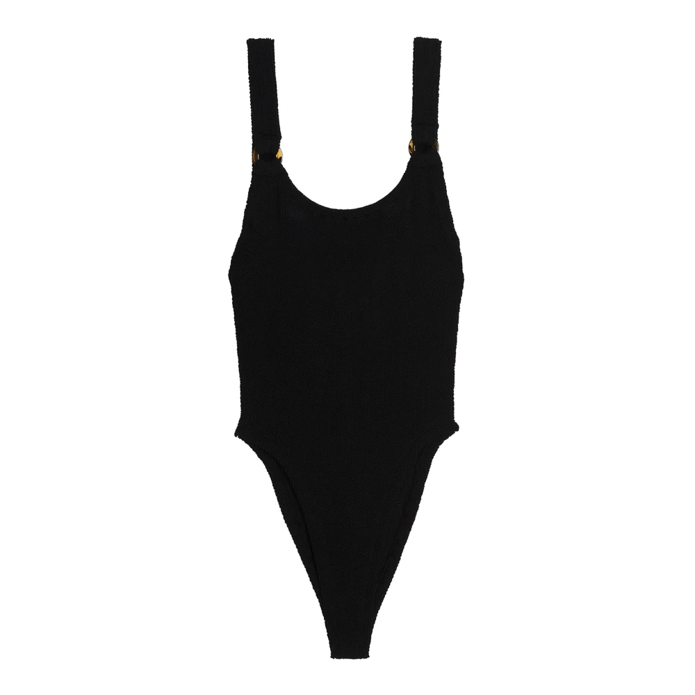 Hunza G Women's Black Swimsuits, One Size, Domino One-Piece Swimsuit