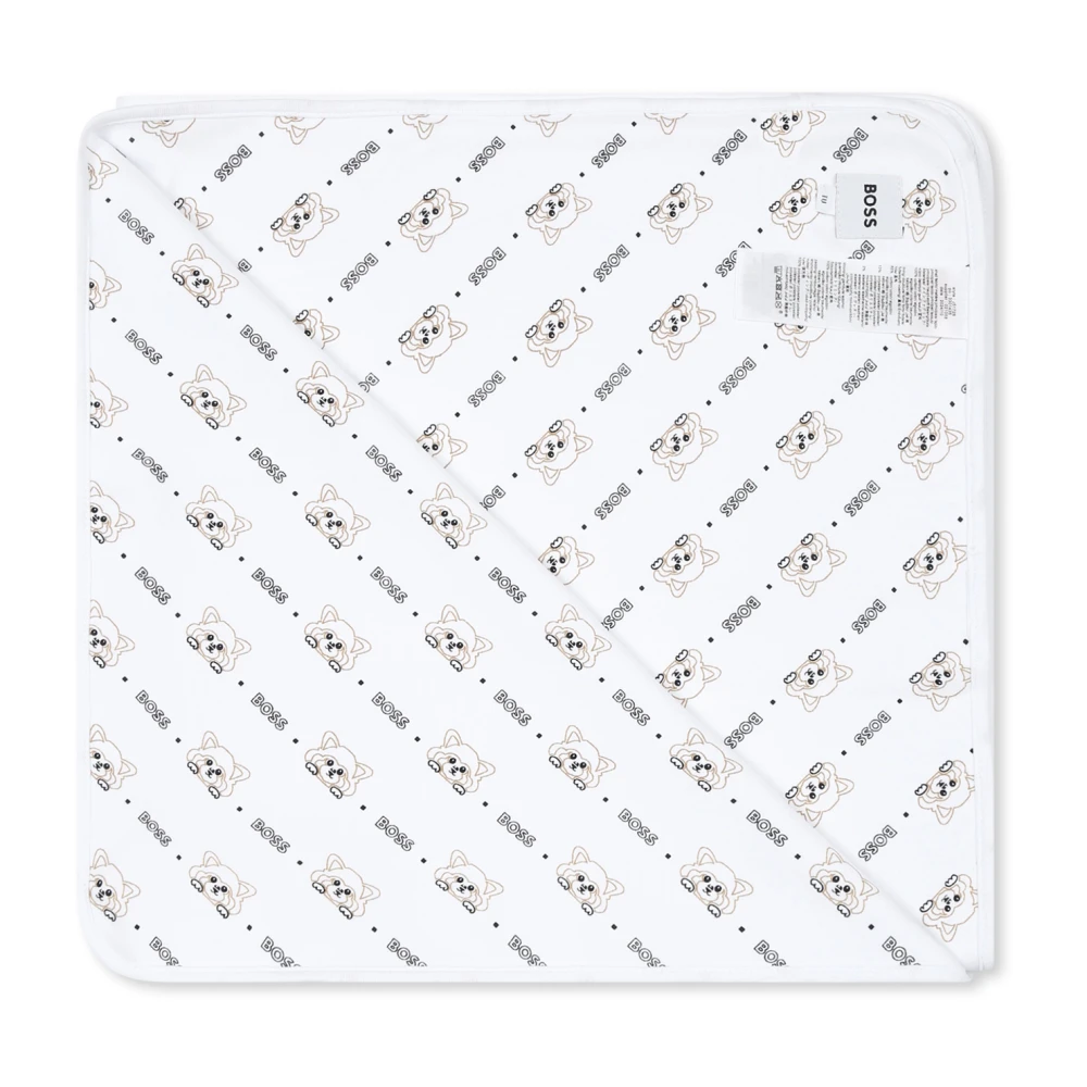 Hugo Boss Panda Logo Katoenen Deken White Unisex