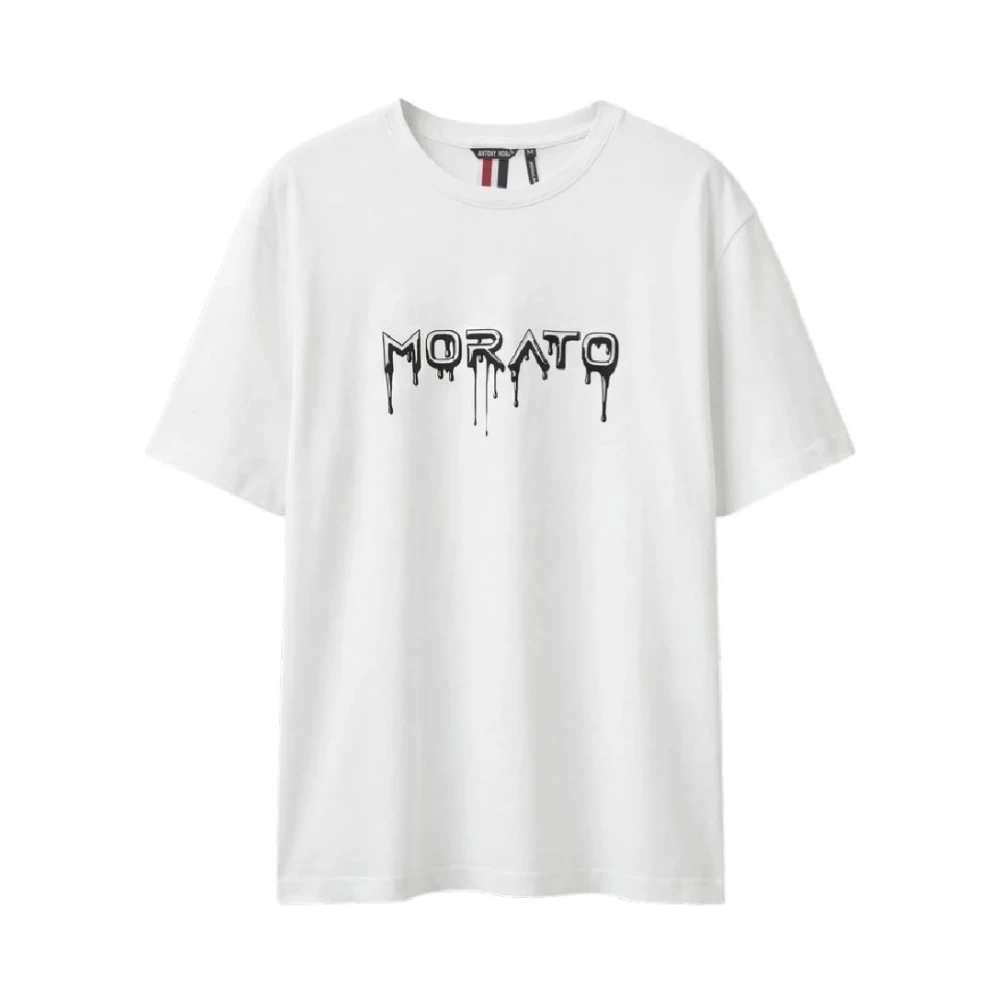 Antony Morato Herr Beige Toppar L, Bomull, T-Shirt Med Normal Passform Och Logotryck