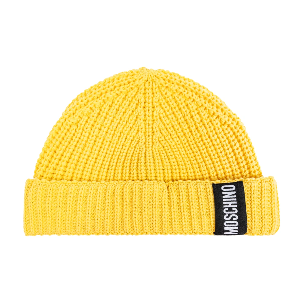 Moschino Katoenen pet met logopatch Yellow Unisex