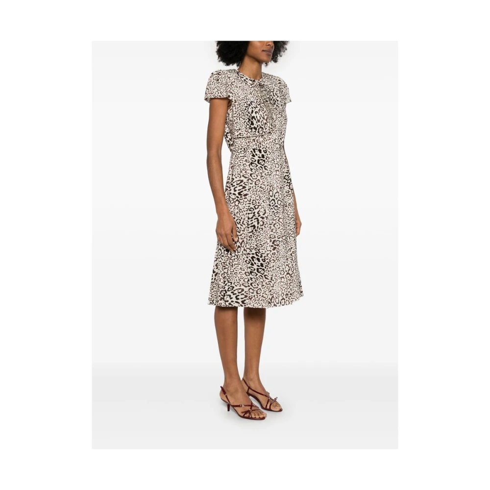 Alessandra Rich Beige Jurk met Schouderkussens en Knopen Multicolor Dames