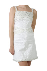 Biała Sukienka z Poliestru z Ozdobami